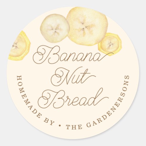 Banana Nut Bread Watercolor Treat Classic Round Sticker