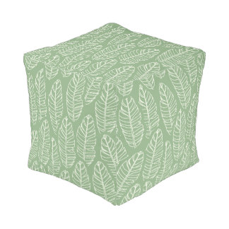 Banana Palm Leaf Pattern Pouf