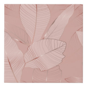 Banana, palm leaves: shiny copper. faux canvas print