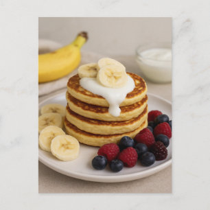 Banana Pancakes Berries Cozy Breakfast Postcard