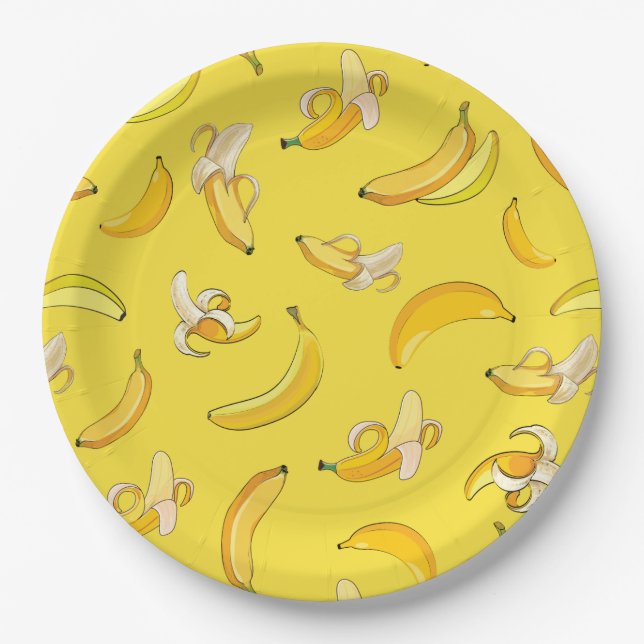 Banana Pattern 4 Paper Plates (Front)