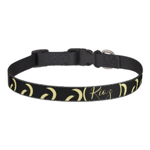 Banana Pattern Black Name Pet Collar