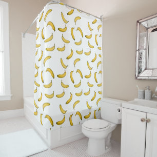 banana pattern sketch shower curtain