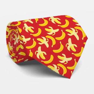 Banana pattern with red background neck tie