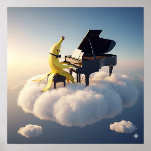 Banana Peel Playing Piano Poster