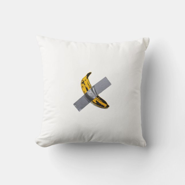 Banana Pegada con Cinta Arte Throw Pillow (Front)