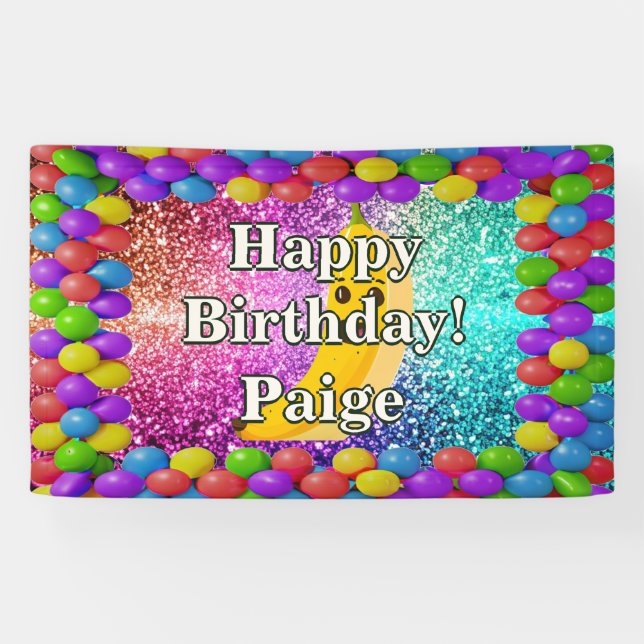 Banana Personalized character birthday banner (Horizontal)