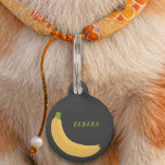 Banana Pet Tag<br><div class="desc">A black pet tag with a yellow banana and green customizable on front and back (you can add name of your pet and phone number,  if he got lost).</div>