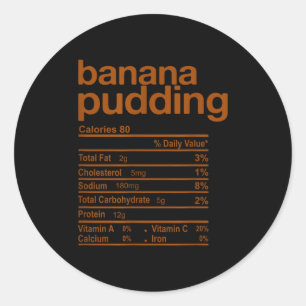 Banana Pudding Nutrition Facts Funny Thanksgiving Classic Round Sticker