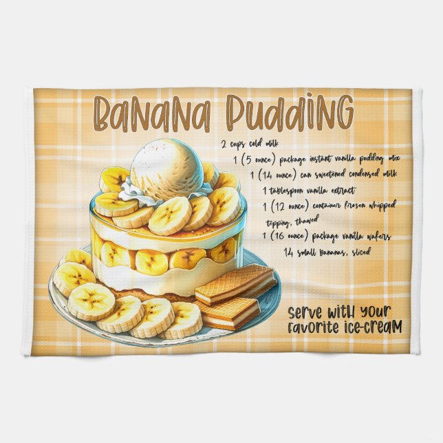 Banana Pudding Recipe Kitchen Towel (Horizontal)