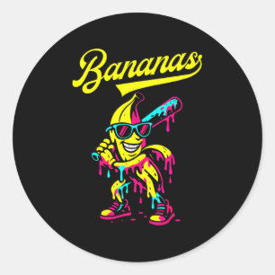 Banana Retro Throwback Popular Fruit Baseball Bana Classic Round Sticker