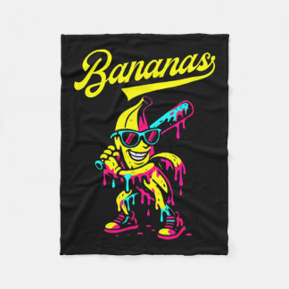 Banana Retro Throwback Popular Fruit Baseball Bana Fleece Blanket