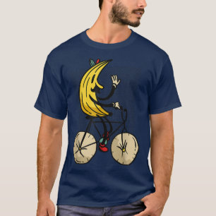 Banana Riding Bike Mustache Bicycle Funny Cartoon T-Shirt
