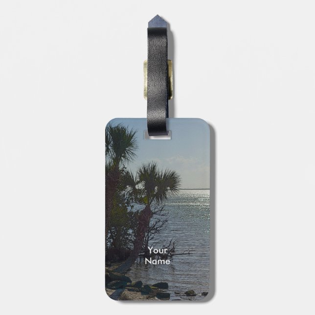 Banana River Palm Trees Painterly Luggage Tag (Back Vertical)