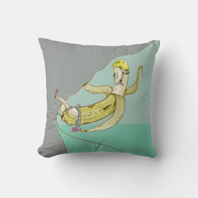Banana Rock Climbing Throw Pillow (Front)