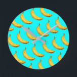 Banana Round Clock<br><div class="desc">Funny and cool banana pattern

#banana #pattern #funnybanana</div>
