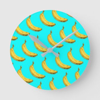 Banana Round Clock by jahwil at Zazzle