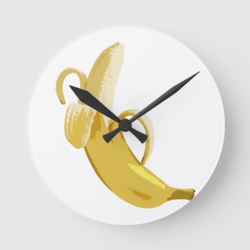 Banana Round Clock by OblivionHead at Zazzle