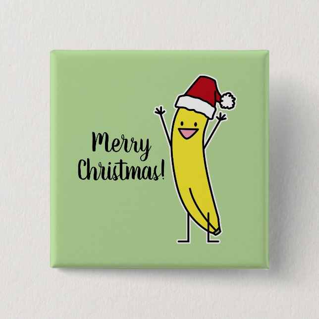 Banana Santa hat cheering Christmas holiday Button (Front)
