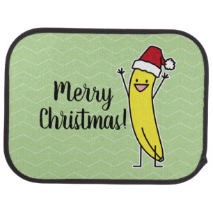 Banana Santa hat cheering Christmas holiday Car Mat