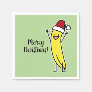 Banana Santa hat cheering Christmas holiday Napkins