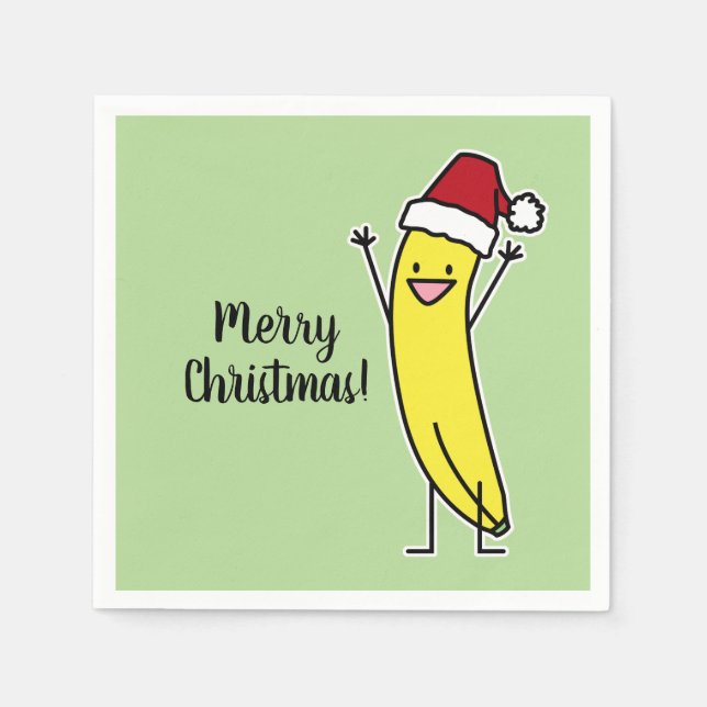Banana Santa hat cheering Christmas holiday Napkins (Front)