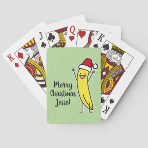 Banana Santa hat cheering Christmas holiday Poker Cards