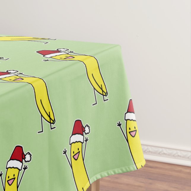 Banana Santa hat cheering Christmas holiday Tablecloth (In Situ)