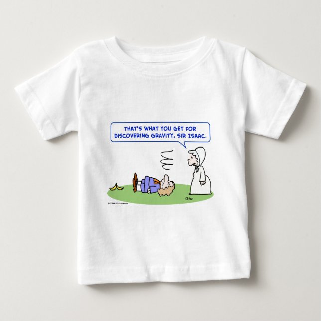 banana sir isaac newton gravity discovering baby T-Shirt (Front)