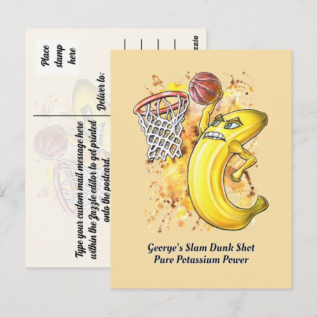 Banana Slam Dunk Pure Potassium Power Fruitarian Postcard (Front/Back)