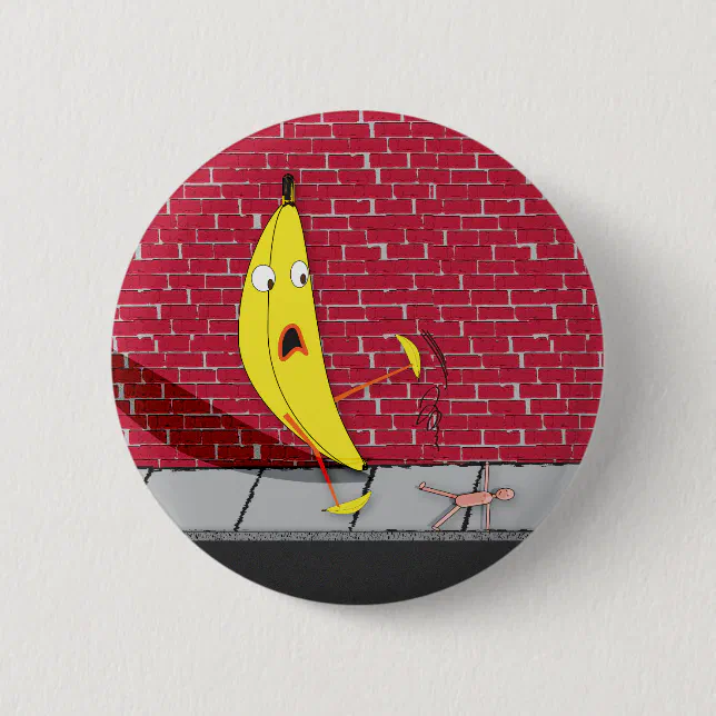 Banana Slipping on a Person Button Zazzle