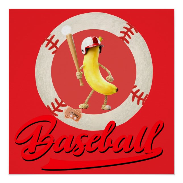Banana Slugger Funny Baseball Custom Graphic  Poster (Front)