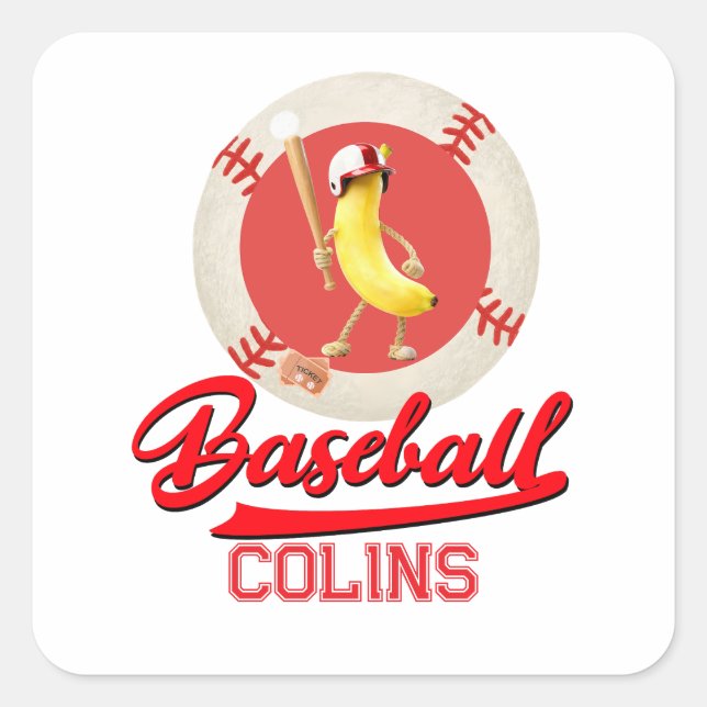 Banana Slugger Funny Baseball Custom Graphic  Square Sticker (Front)