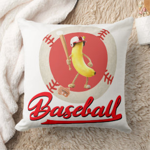 Banana Slugger Funny Baseball Custom Graphic  Throw Pillow