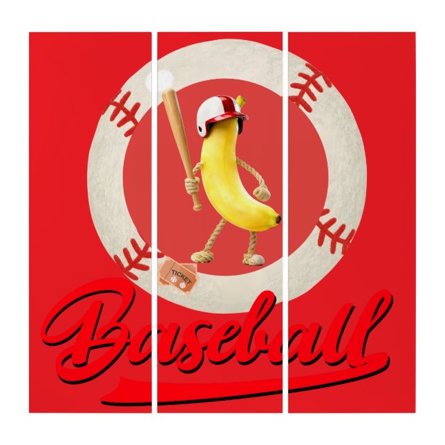 Banana Slugger Funny Baseball Custom Graphic  Triptych (Front)