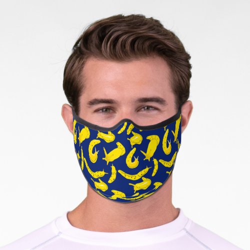 Banana Slugs Bright Yellow and Blue Patterned Premium Face Mask