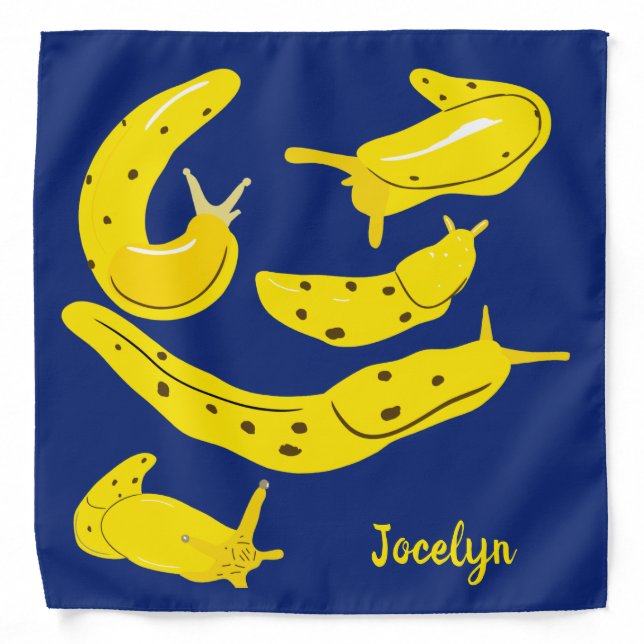 Banana Slugs Yellow and Blue Personalized Bandana (Front)