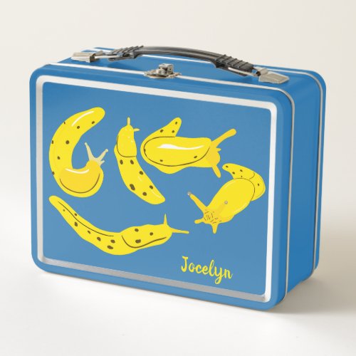 Banana Slugs Yellow and Blue Personalized Metal Lunch Box
