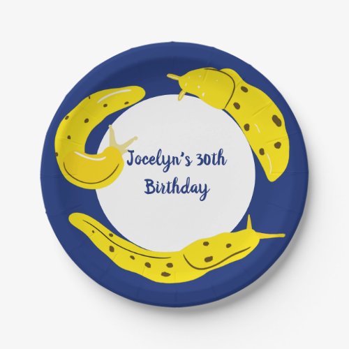 Banana Slugs Yellow and Blue Personalized Paper Plates
