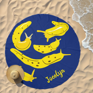 Banana Slugs Yellow and Royal Blue Personalized Beach Towel