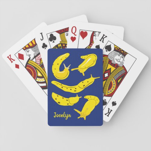 Banana Slugs Yellow and Royal Blue Personalized Playing Cards