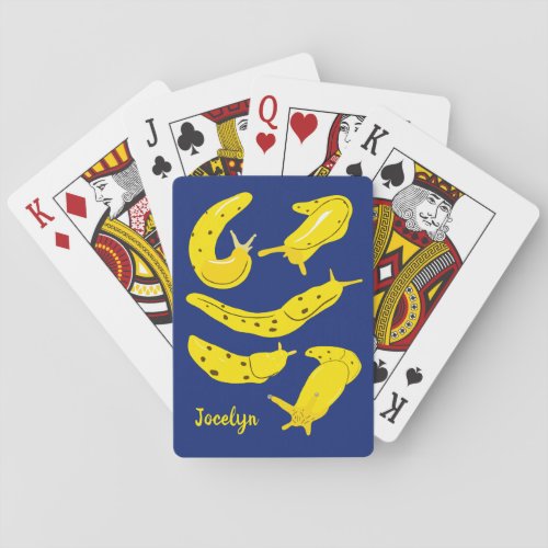 Banana Slugs Yellow and Royal Blue Personalized Poker Cards