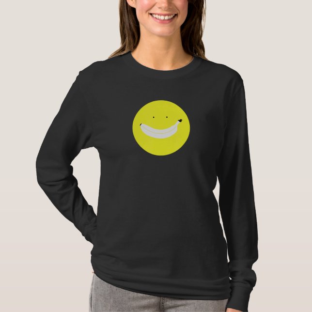 Banana Smile Face Happy Fruit Funny Fun Cute Cheer T-Shirt (Front)