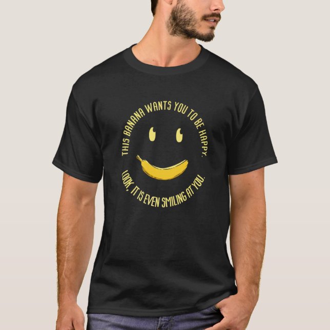 Banana Smiling Face Fruit Food Lover T-Shirt (Front)