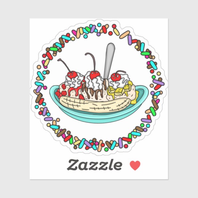Banana Split and Sprinkles Border   Sticker (Sheet)