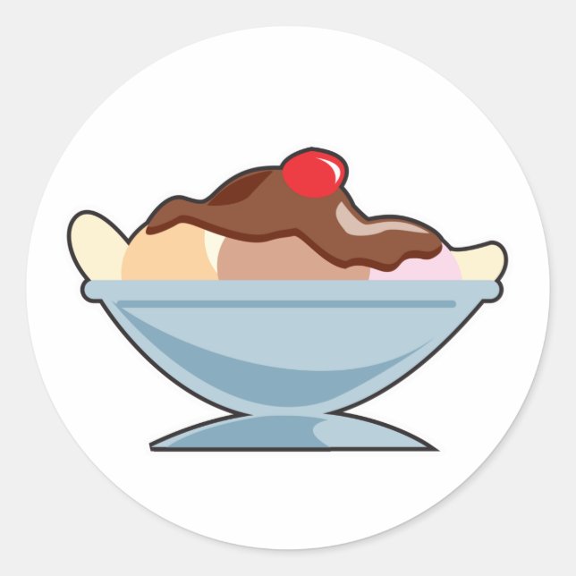 banana split classic round sticker (Front)