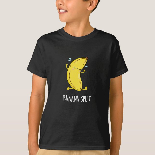 Banana Split Funny Dancing Banana Pun Dark BG T-Shirt (Front)