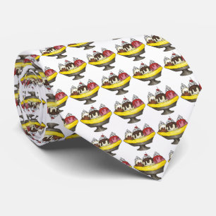 Banana Split Ice Cream Hot Fudge Sundae Foodie Neck Tie