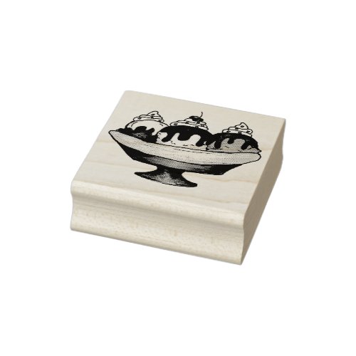 Banana Split Ice Cream Sundae Dessert Foodie Rubber Stamp