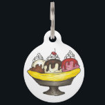 Banana Split Ice Cream Sundae Foodie Dessert Pet ID Tag<br><div class="desc">Pet tag features an original marker illustration of a delicious banana split ice cream sundae. Simply personalize with your pet's name and your contact information for a one-of-a-kind cat or dog tag. Don't see what you're looking for? Need help with customization? Contact Rebecca to have something designed just for you....</div>